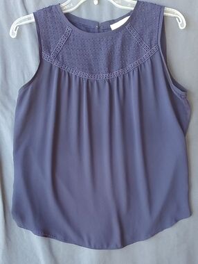 LOFT Navy Crewneck Top